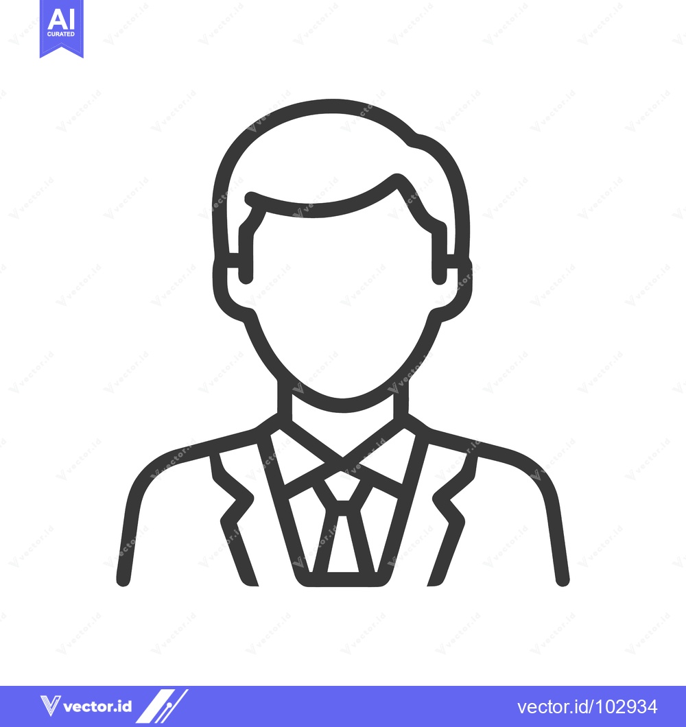 Premium Vector dari Outline Icon of a Male Professional in Suit and Tie, Generic User Avat