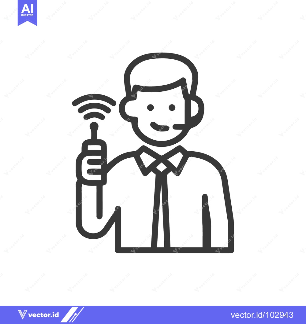 Premium Vector dari Smiling Call Center Agent Icon with Headset and Wireless Communication
