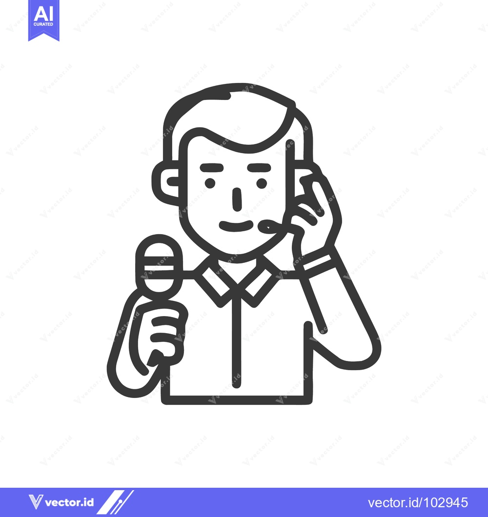 Premium Vector dari Clean Line Art Icon of a Man with Headset and Microphone for Broadcast