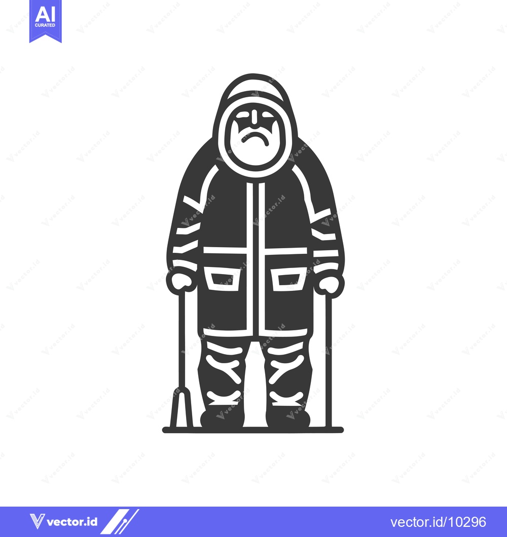 Premium Vector dari A Black and White Illustration of a Man in Winter Gear Holding Two Sti