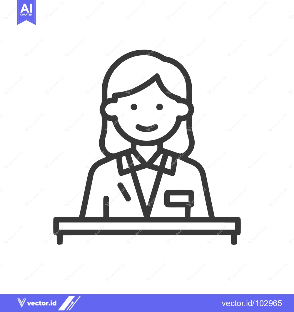 Premium Vector dari Smiling Female Professional Icon, Minimalist Line Art Vector Illustrat