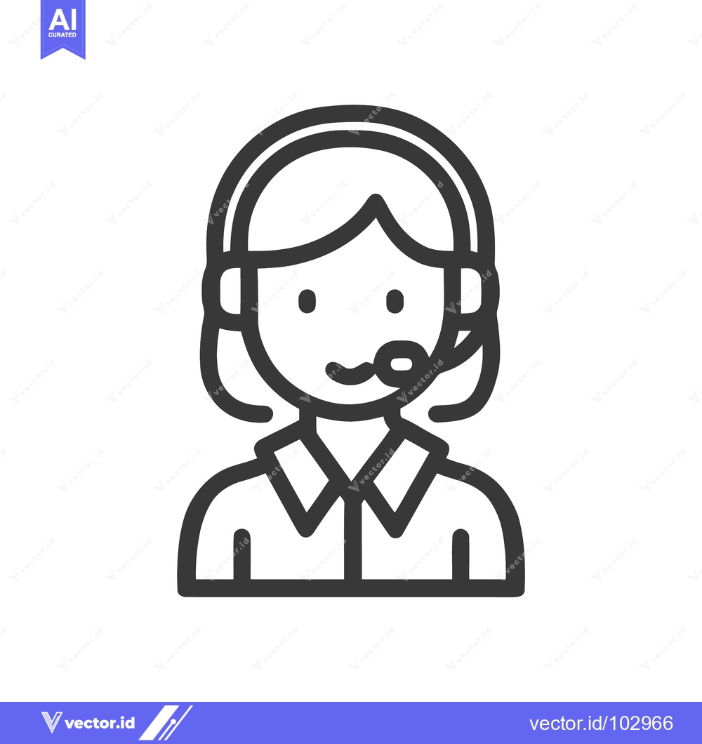 Premium Vector dari Minimalist Line Art Icon of Customer Service Representative with Heads