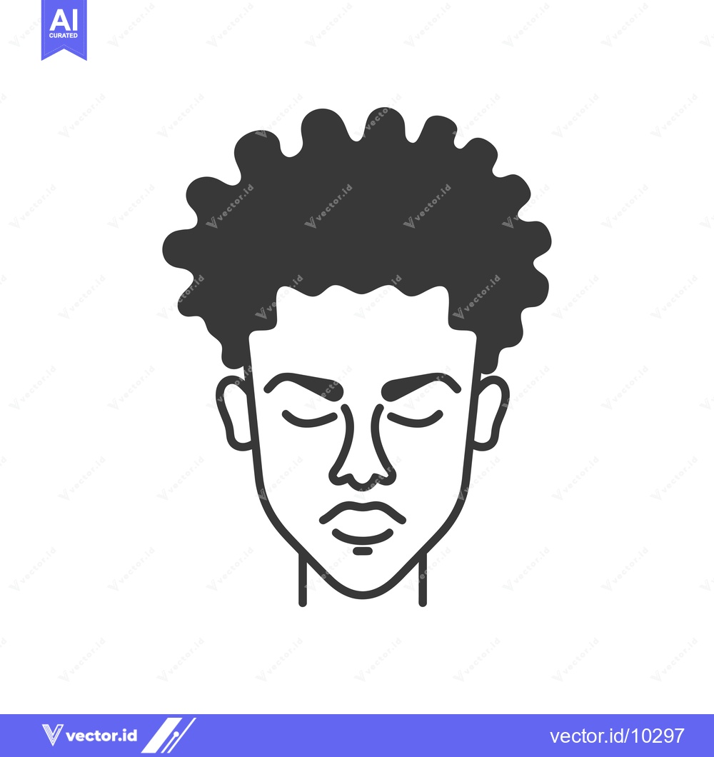 Premium Vector dari A black and white illustration of a man's face with closed eyes and a