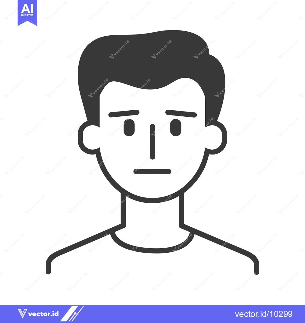 Premium Vector dari A black and white illustration of a man with a frowning expression