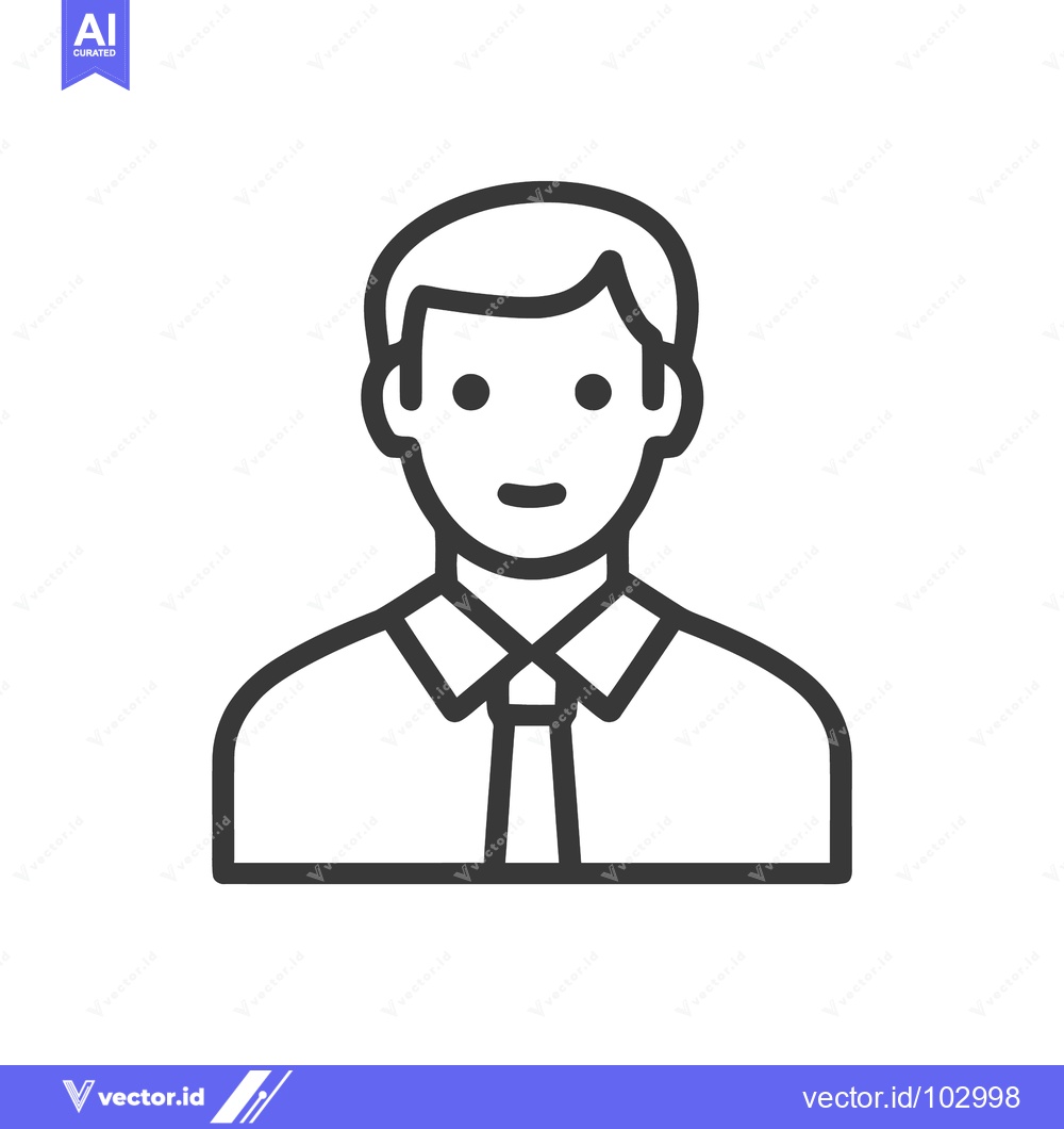 Premium Vector dari Clean Vector Line Icon of a Man in Shirt and Tie, Ideal for User Profi