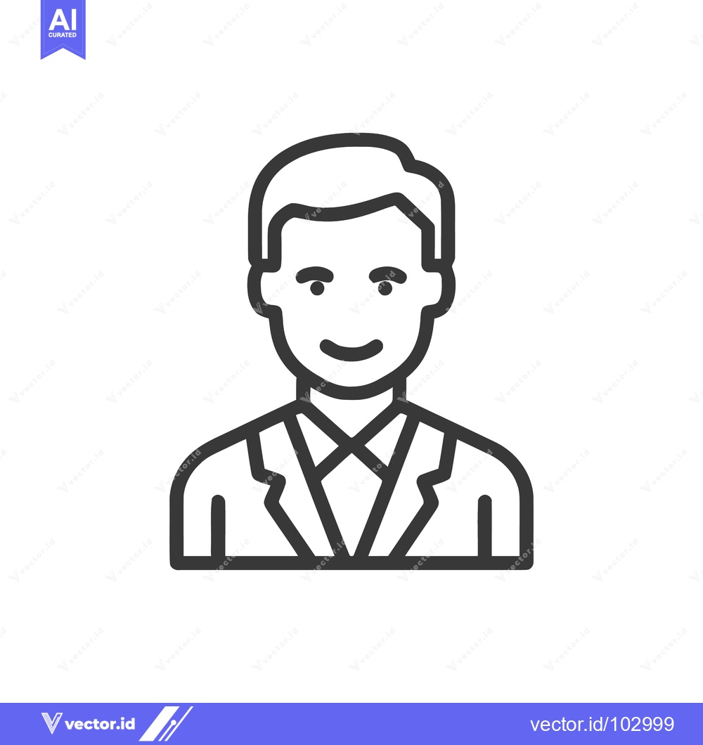 Premium Vector of Minimalist Smiling Businessman Avatar Icon in Line Art Style, Ideal fo