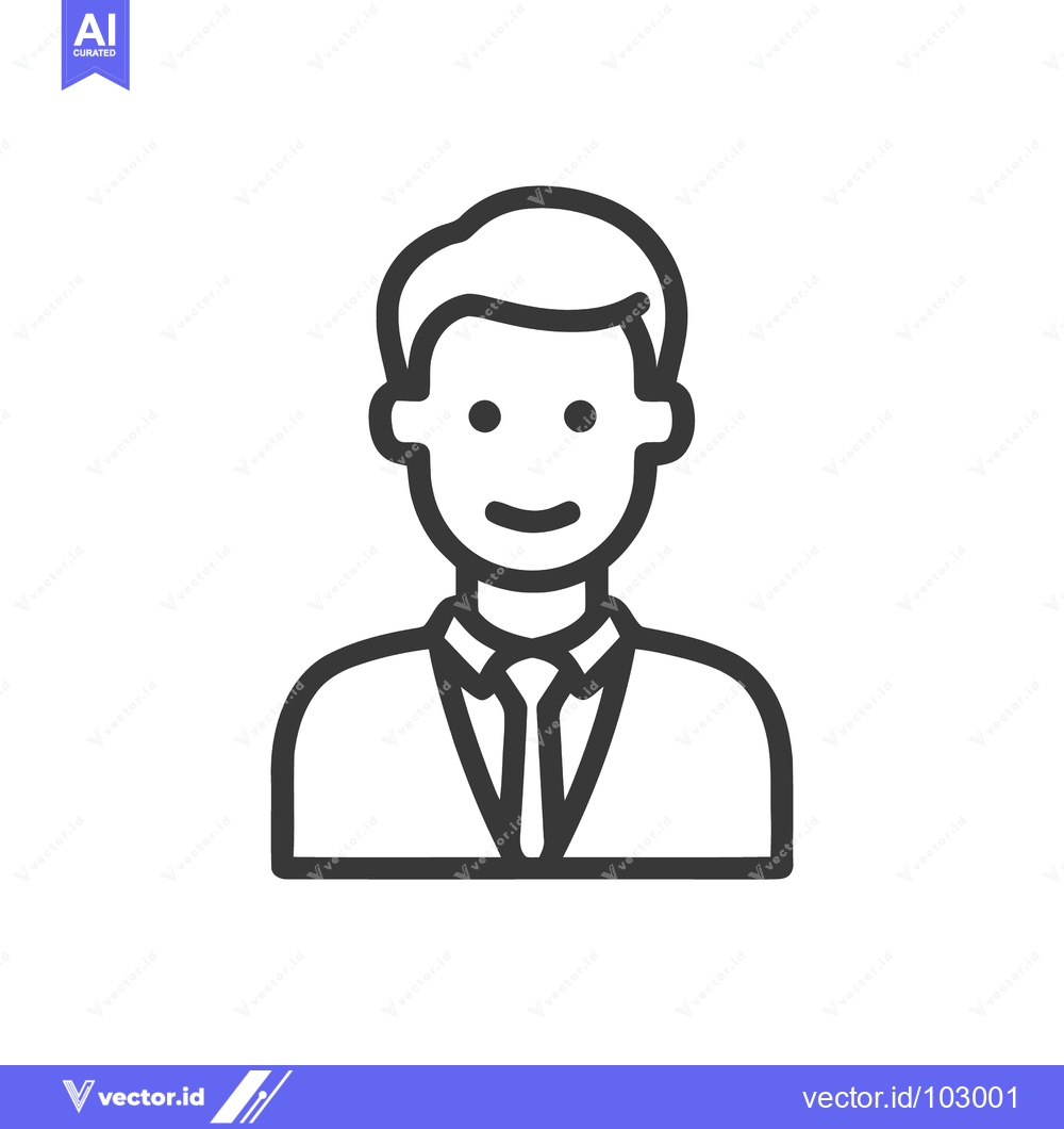 Premium Vector of Clean Vector Icon of Smiling Male User or Business Professional in Sui