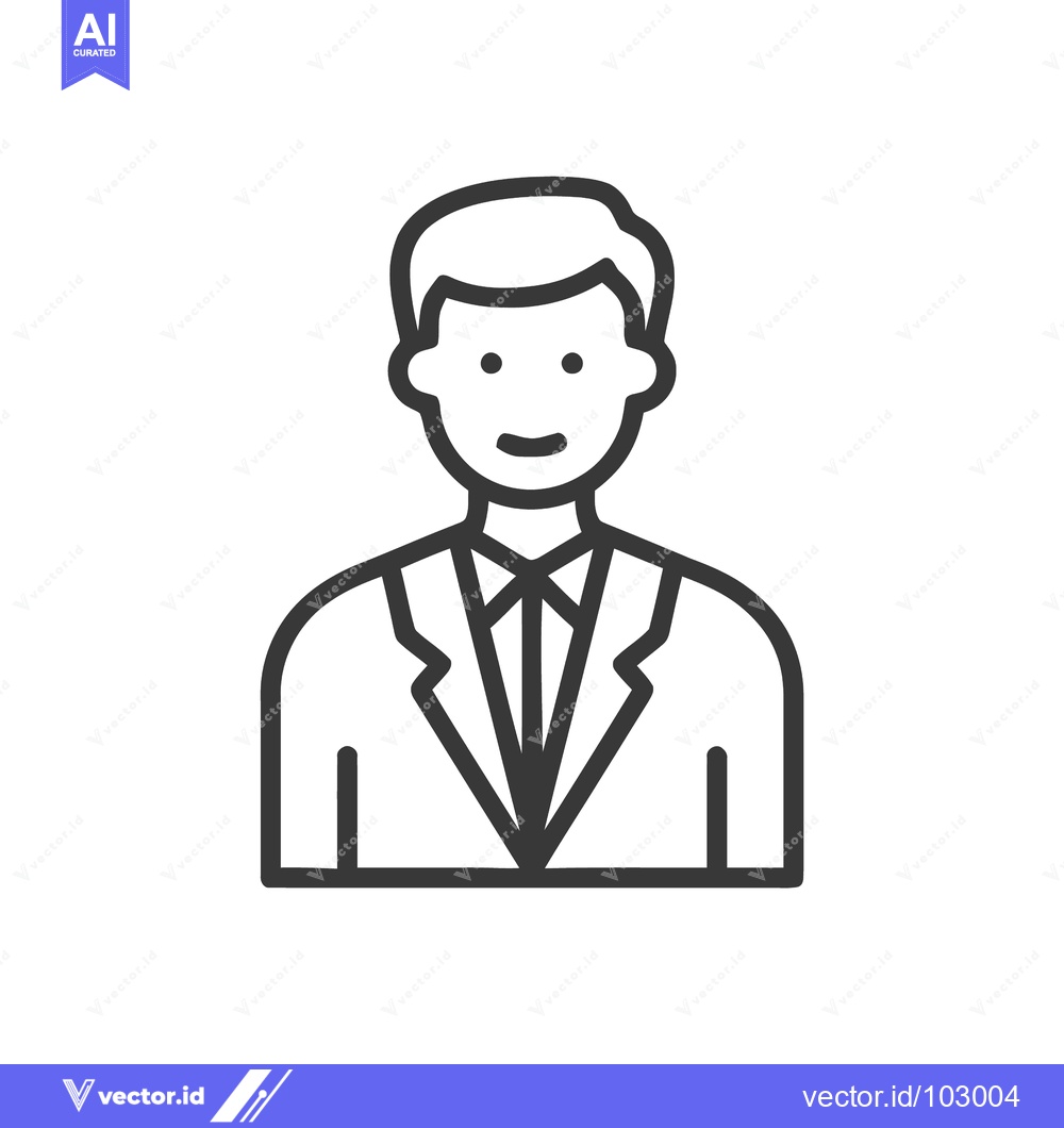 Premium Vector dari Clean Line Art Icon of Smiling Male Professional in Suit, User Avatar