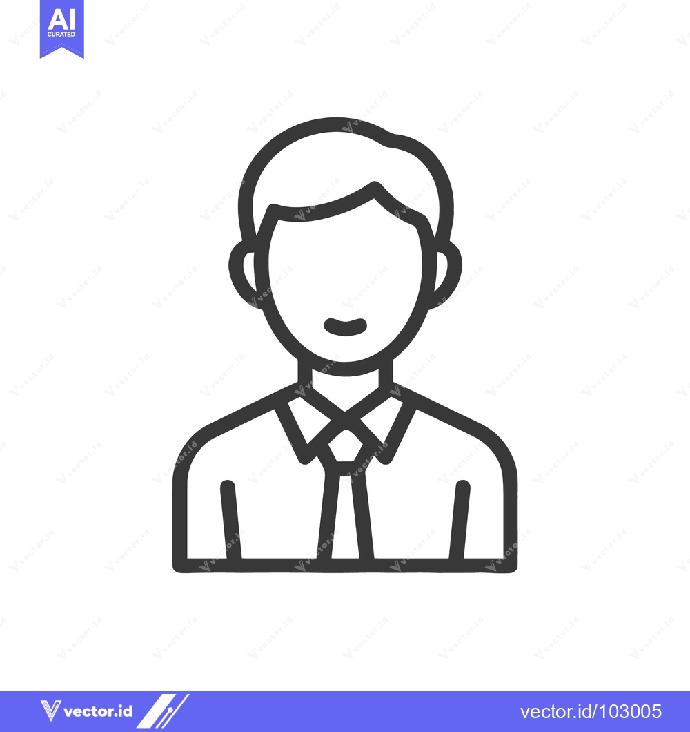 Premium Vector of Modern Minimalist Line Art Icon of a Business Man Avatar with Shirt an