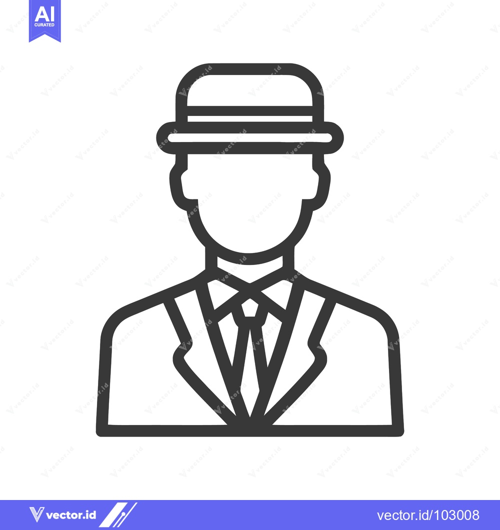Premium Vector dari Sophisticated Outline Icon of a Dapper Gentleman in a Bowler Hat and S