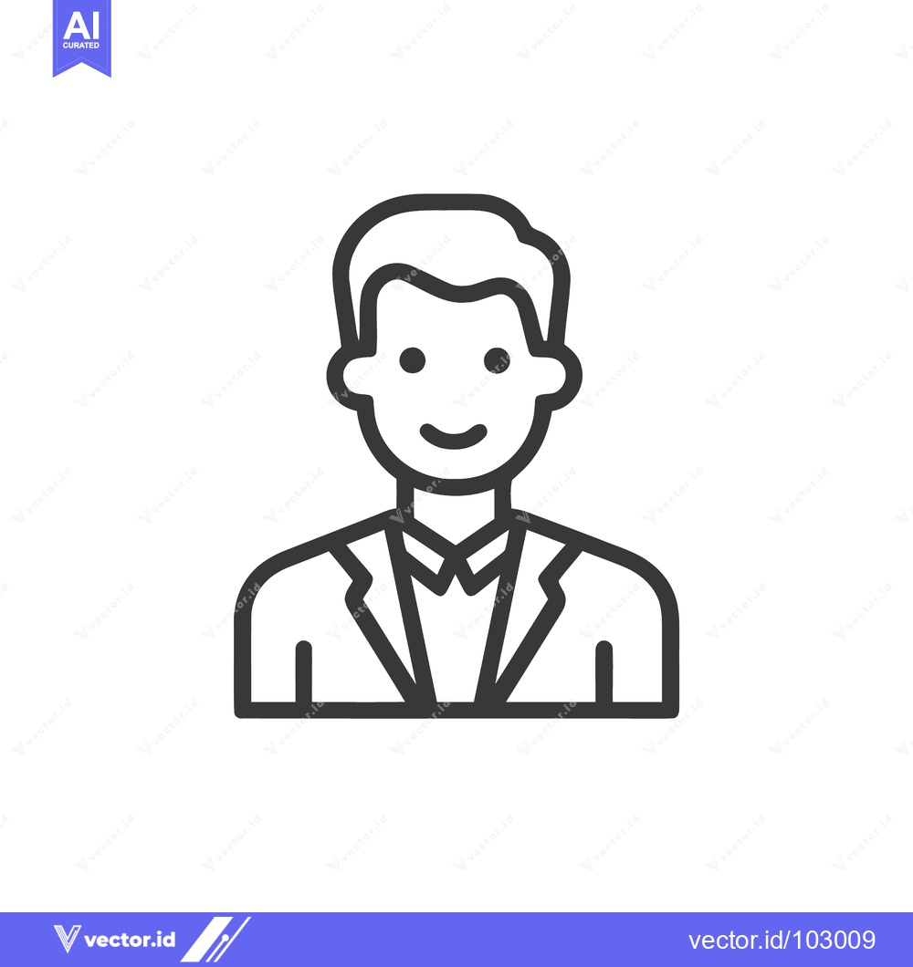 Premium Vector dari Smiling Male Professional Avatar Line Icon on White Background