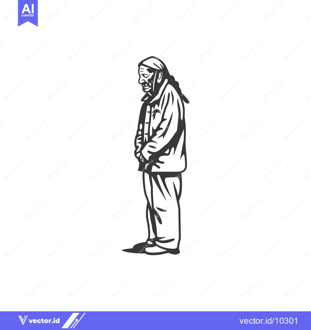 Premium Vector dari A Black and White Illustration of a Man with Long Hair Wearing a Jacke