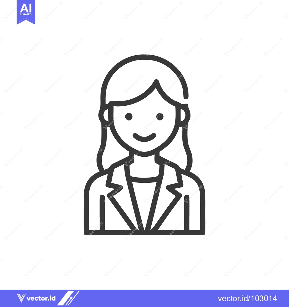 Premium Vector dari Modern Line Art Icon of a Smiling Businesswoman Avatar