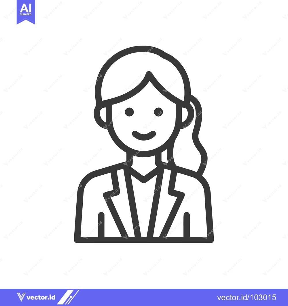 Premium Vector of Smiling Professional Woman Line Art Icon: Minimalist Business Avatar