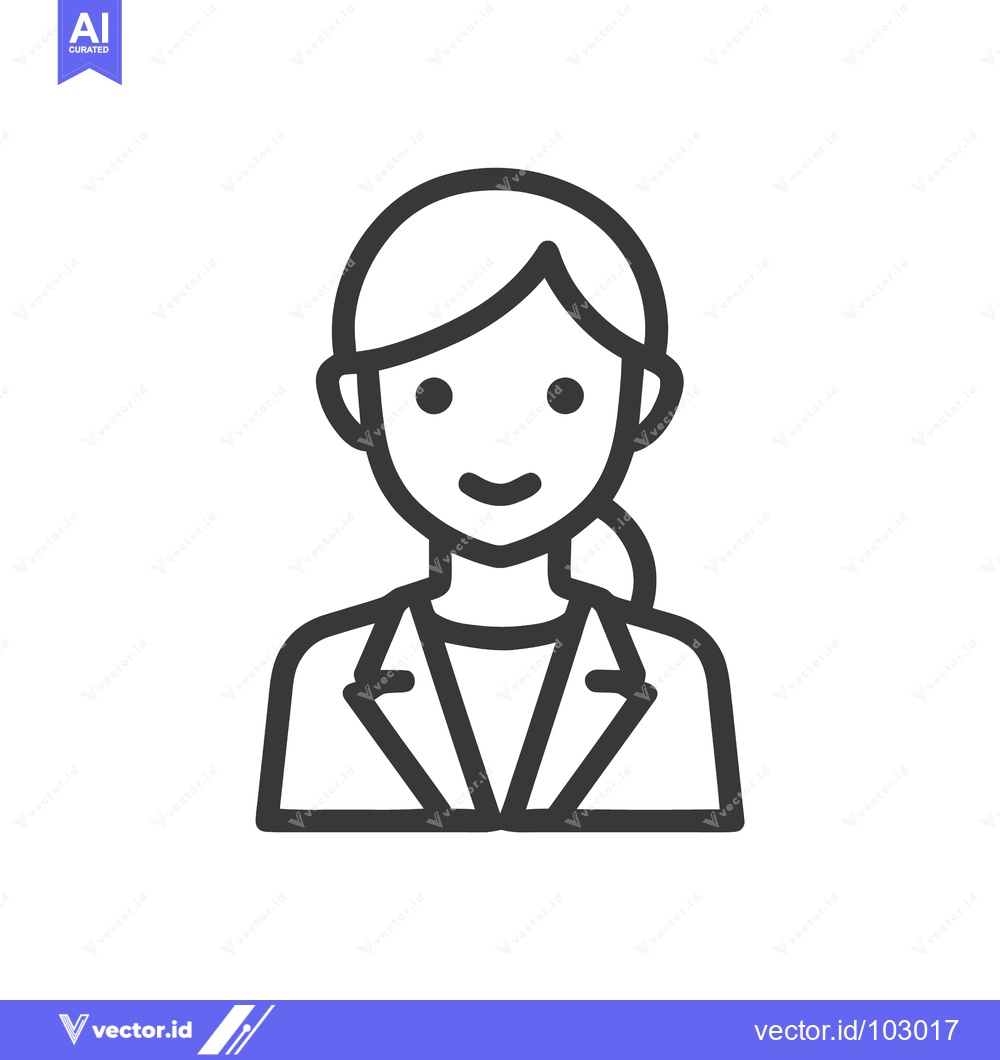 Premium Vector of Modern Minimalist Vector Outline Icon of Smiling Female Professional i