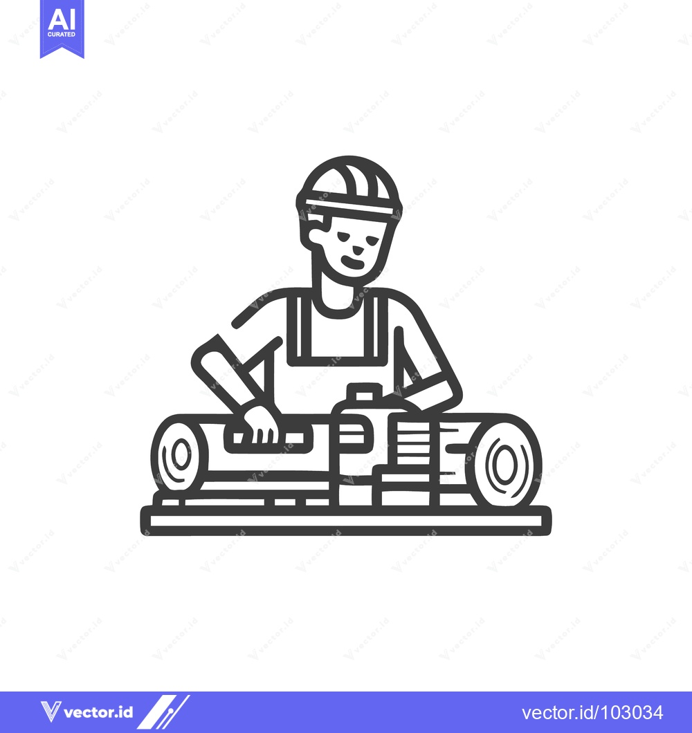 Premium Vector dari Skilled Worker Operating Industrial Machine with Cylindrical Material,
