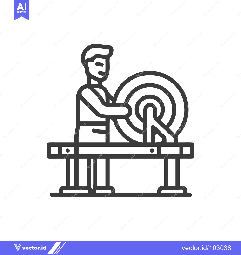 Premium Vector dari Craftsman Shaping Clay on Pottery Wheel Minimalist Line Icon