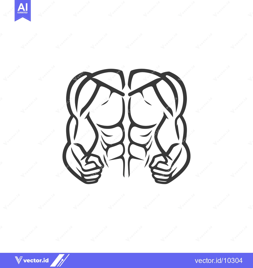 Premium Vector dari A black and white illustration of a muscular upper body