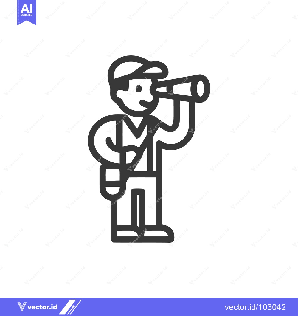 Premium Vector dari Minimalist Line Icon of Person Looking Through Monocular, Observing an