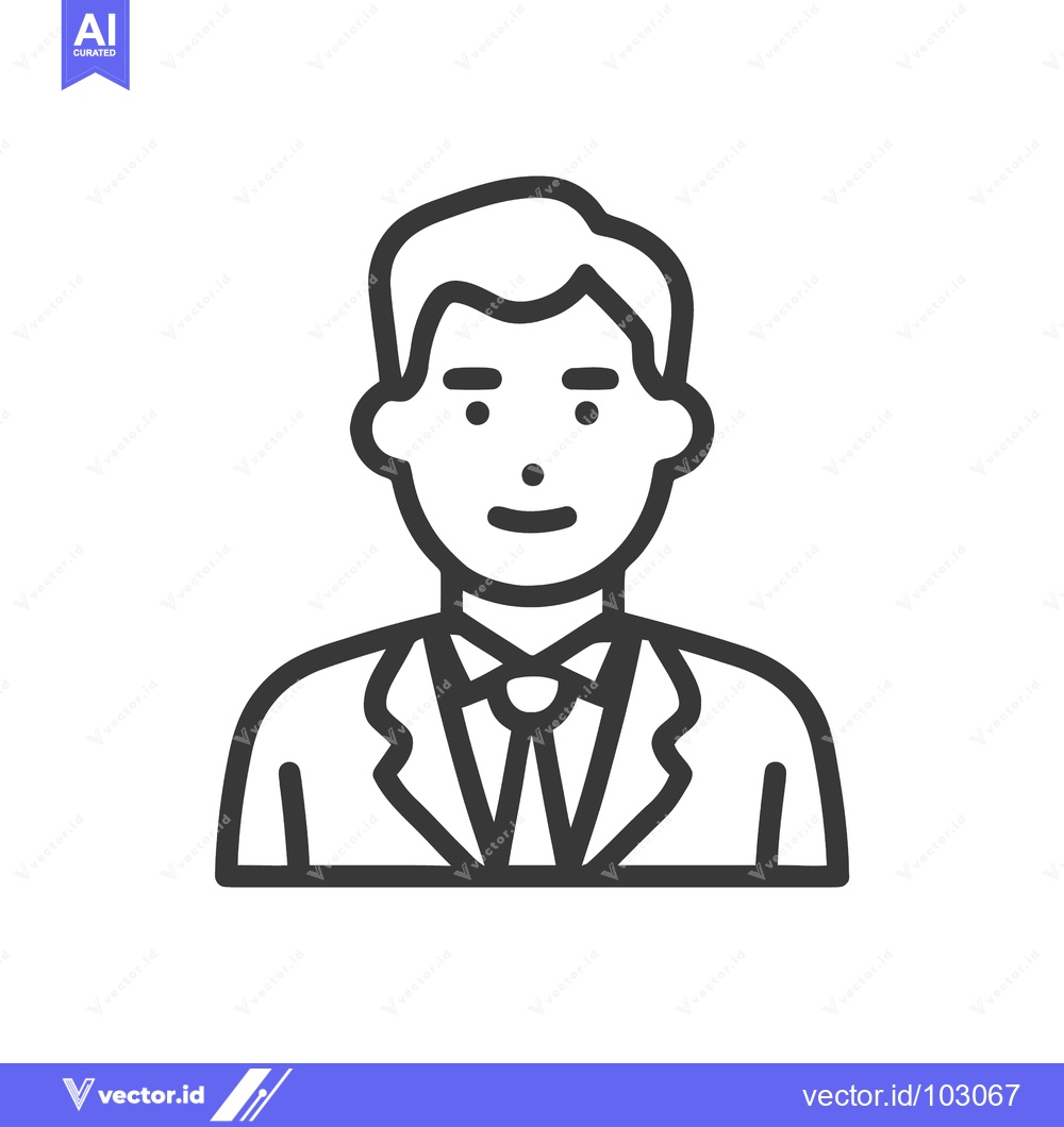 Premium Vector dari Smiling Professional Man Avatar Icon in Clean Outline Style, Minimalis