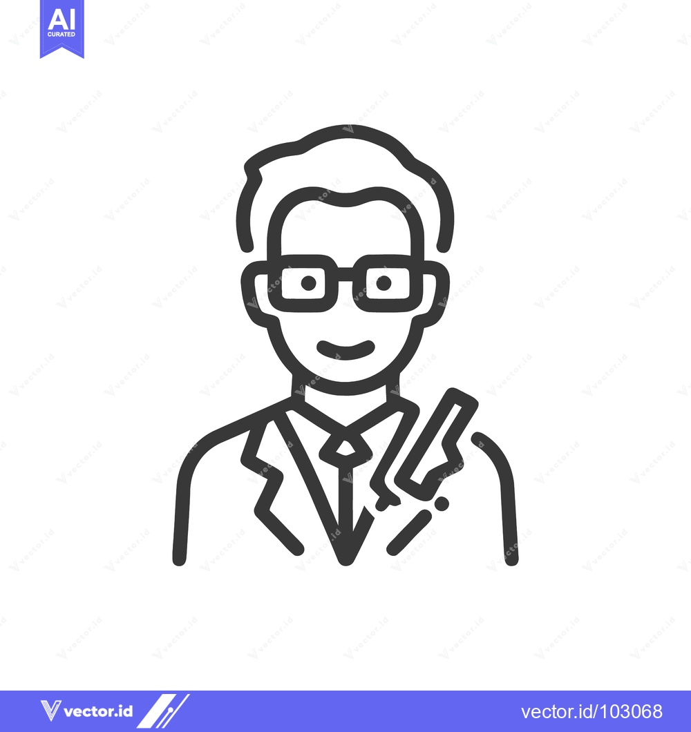 Premium Vector dari Modern Line Art Icon: Man in Glasses, Suit, Seatbelt for Safe Commute