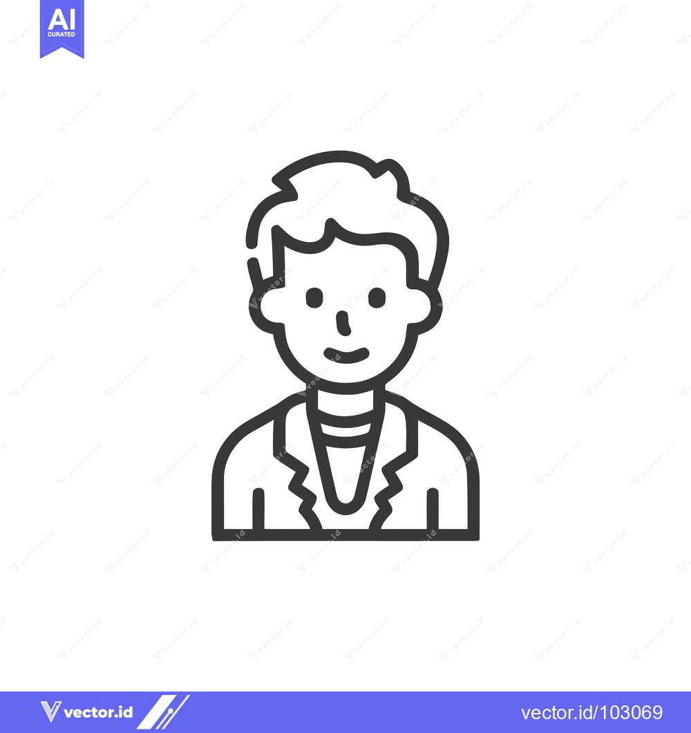 Premium Vector dari Minimalist Line Art Icon of a Smiling Person's Profile Avatar for User