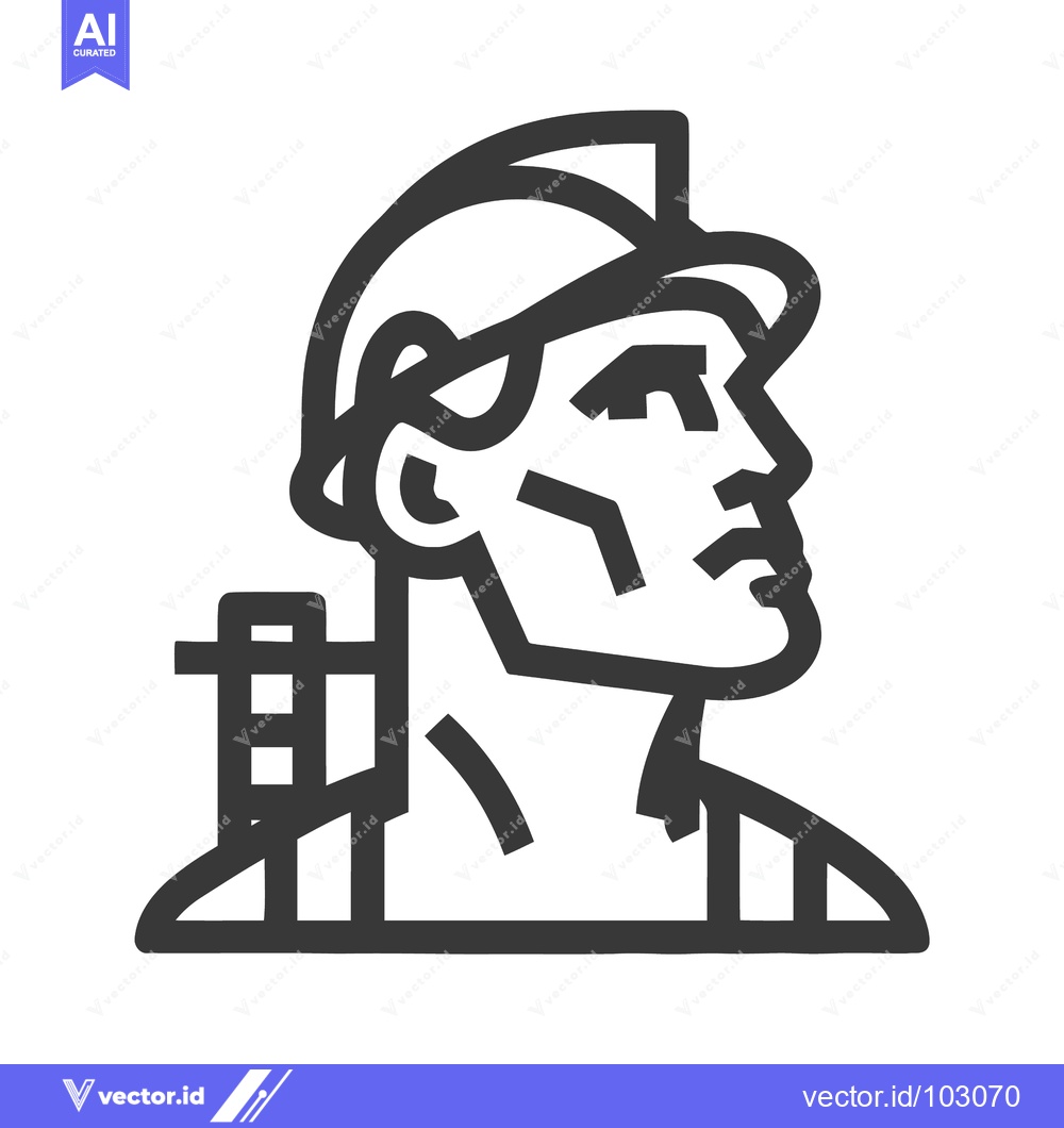 Premium Vector dari Bold Geometric Line Art Icon of Determined Industrial Worker in Profil