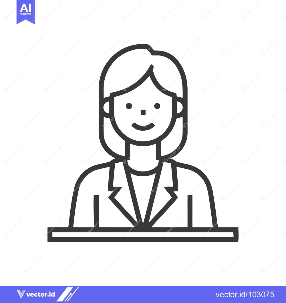 Premium Vector of Smiling Professional Woman Line Art Icon - Minimalist Business Avatar