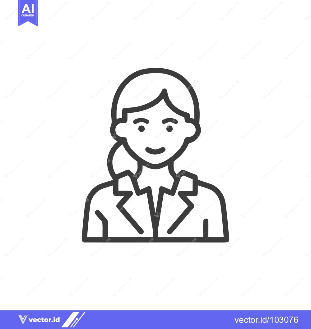 Premium Vector of Minimalist Line Art Icon of Smiling Professional Woman Avatar
