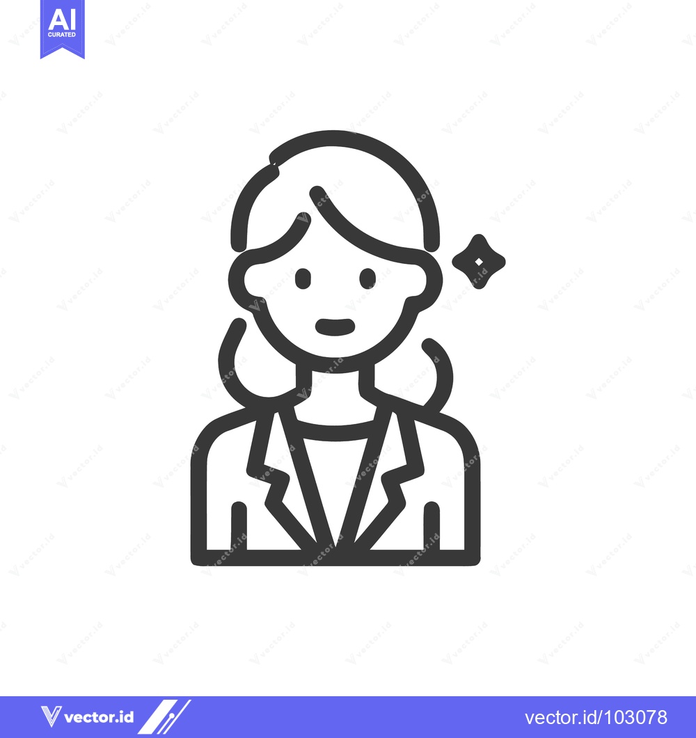 Premium Vector dari Smiling Professional Woman Avatar Icon with Sparkle, Clean Line Art De