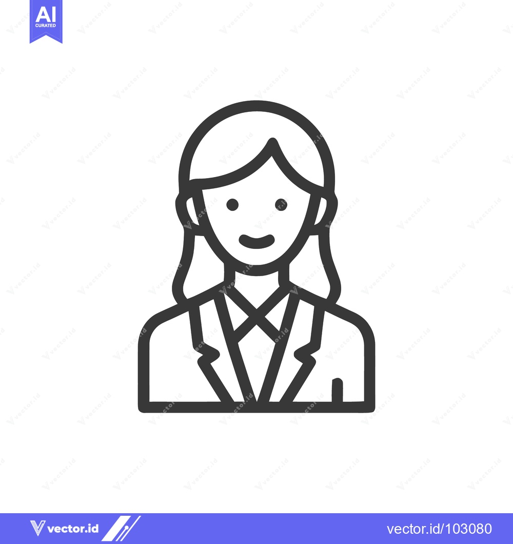 Premium Vector dari Modern Minimalist Line Icon of Smiling Businesswoman Avatar for User P
