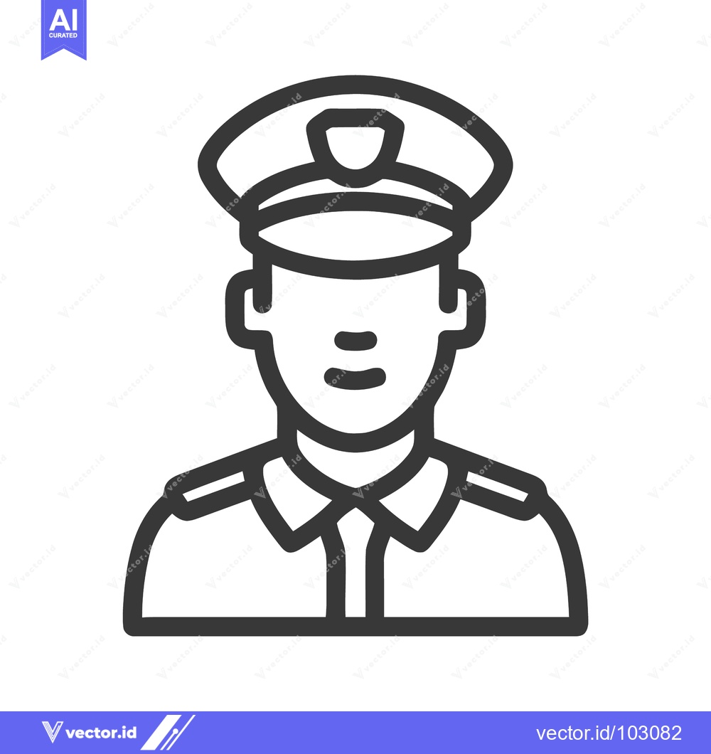 Premium Vector of Clean Line Art Icon of a Male Police Officer or Security Guard in Unif