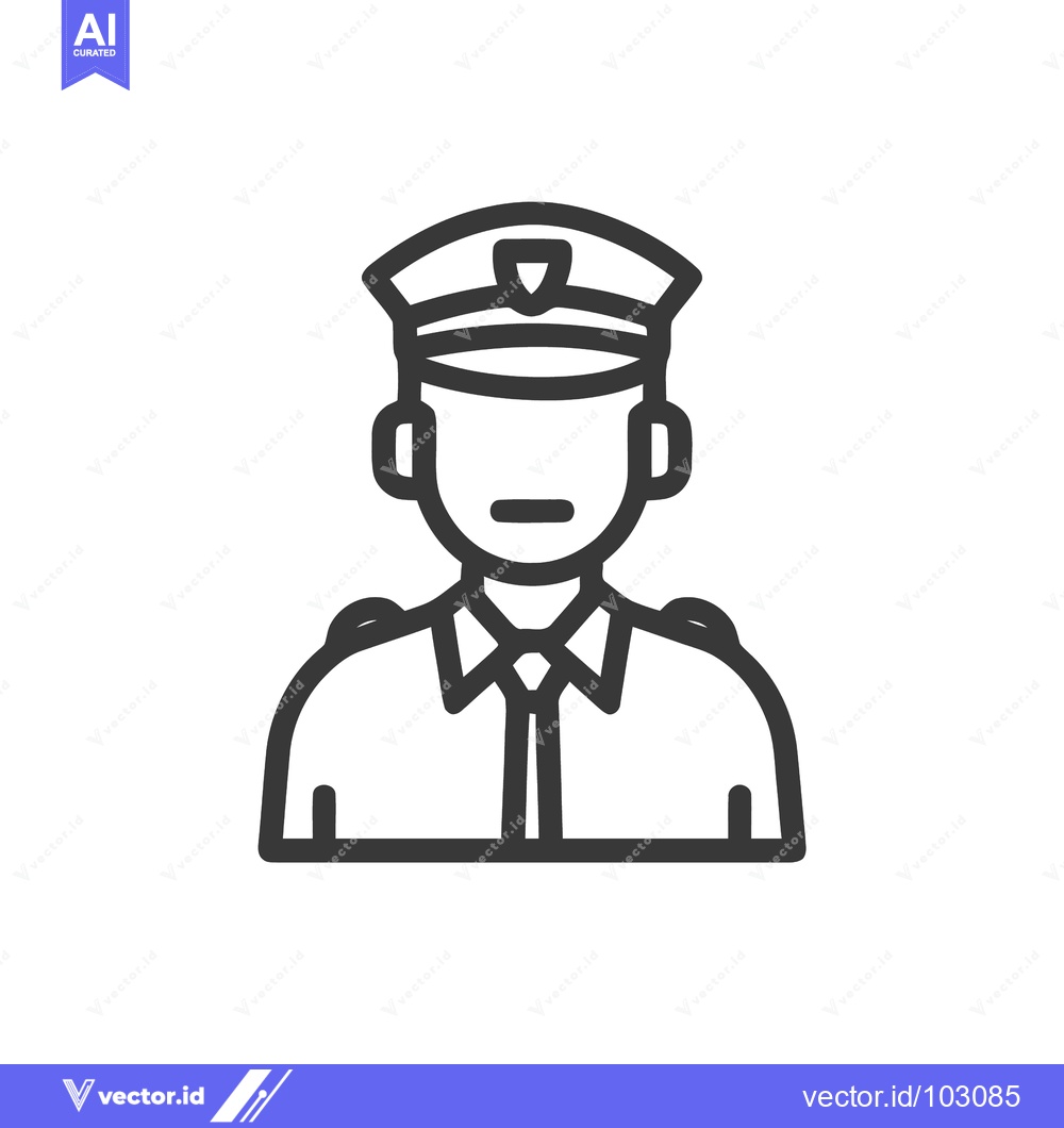 Premium Vector dari Clean Line Art Icon: Generic Authority Figure in Uniform and Peaked Ca