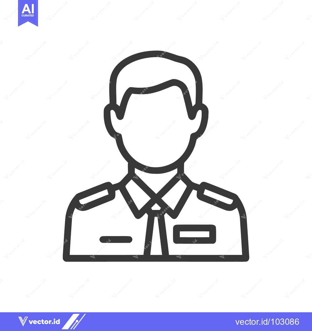 Premium Vector dari Anonymous Uniformed Professional Avatar Icon with Epaulets, Clean Outl