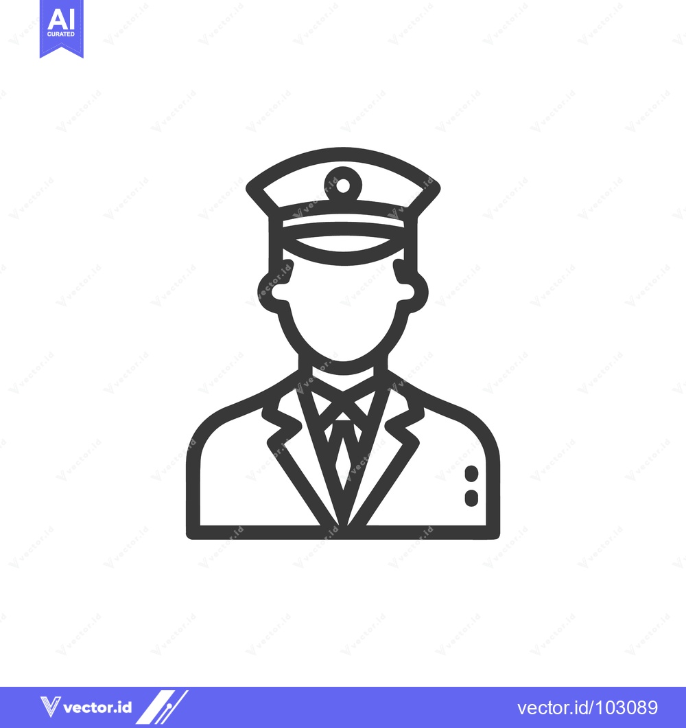 Premium Vector dari Minimalist Outline Icon of Uniformed Professional in Cap and Suit