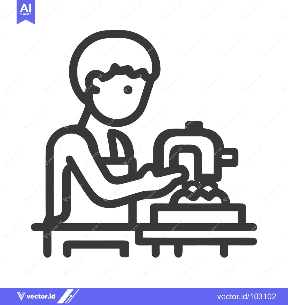 Premium Vector of Clean Line Art Icon of Person Washing Hands in Sink with Soap Suds, Pr