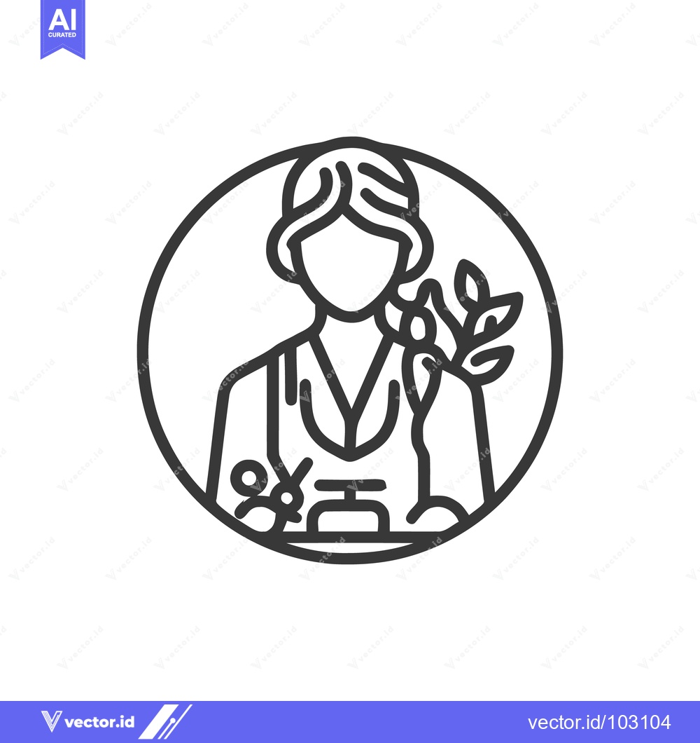 Premium Vector of Holistic Healthcare Professional Icon: Woman with Stethoscope, Plant,