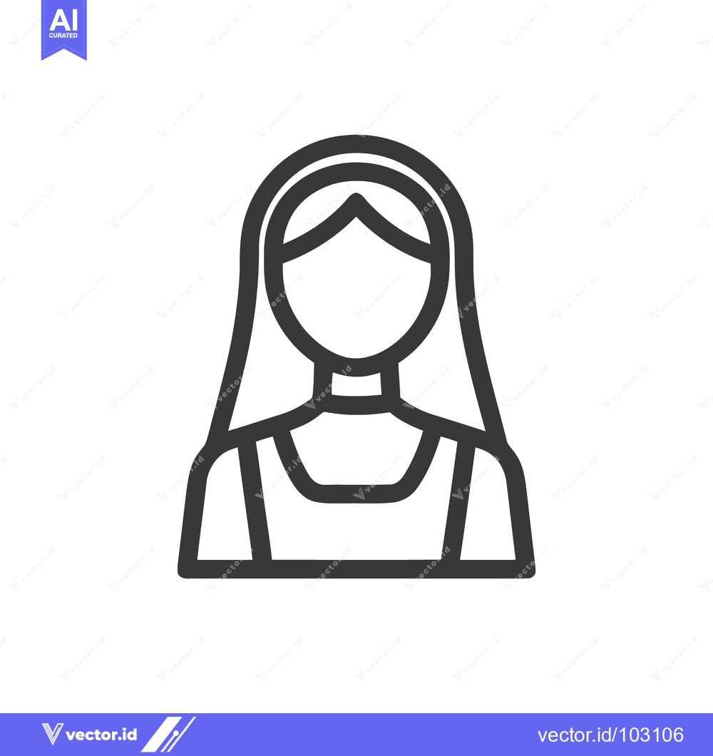 Premium Vector dari Simple Line Icon of Veiled Woman, Female Avatar, or Religious Figure