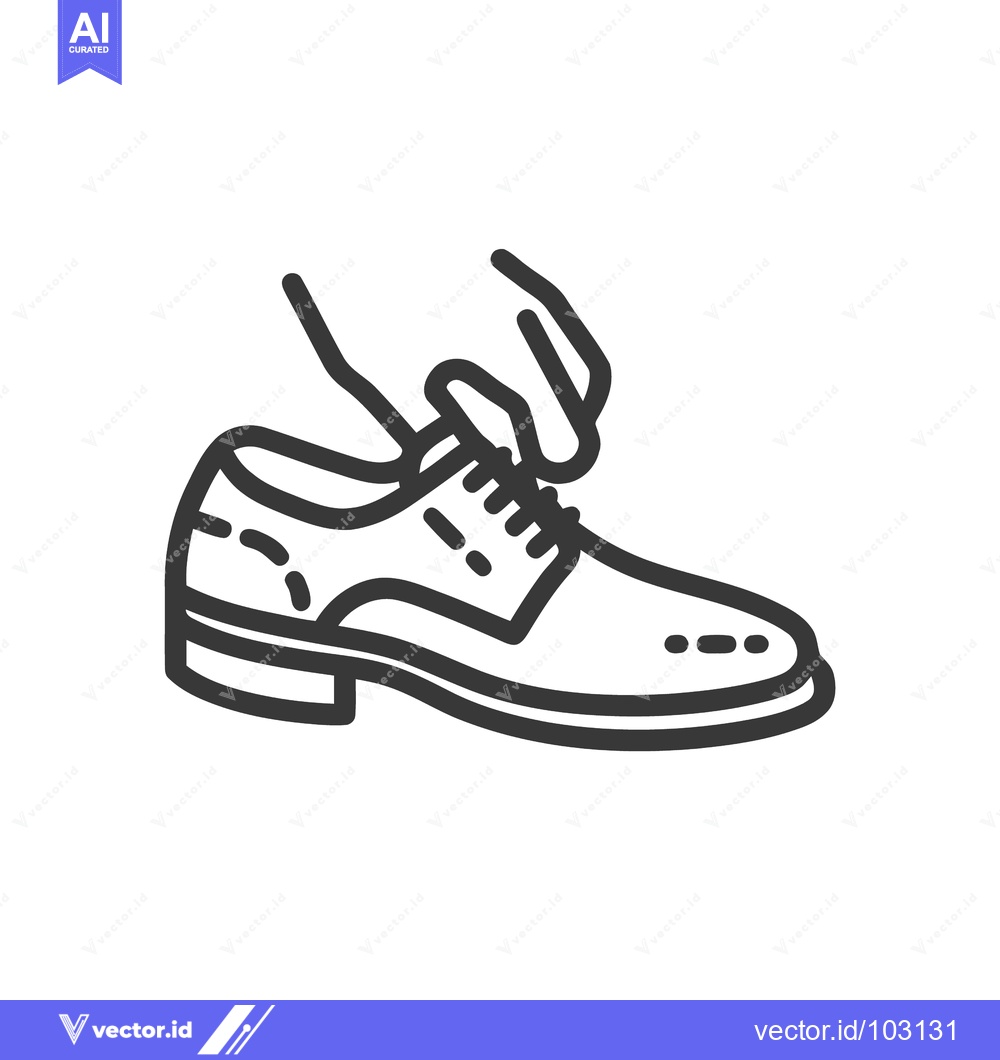 Premium Vector dari Minimalist Line Art Icon: Hand Tying Laces on a Classic Men's Dress Sh