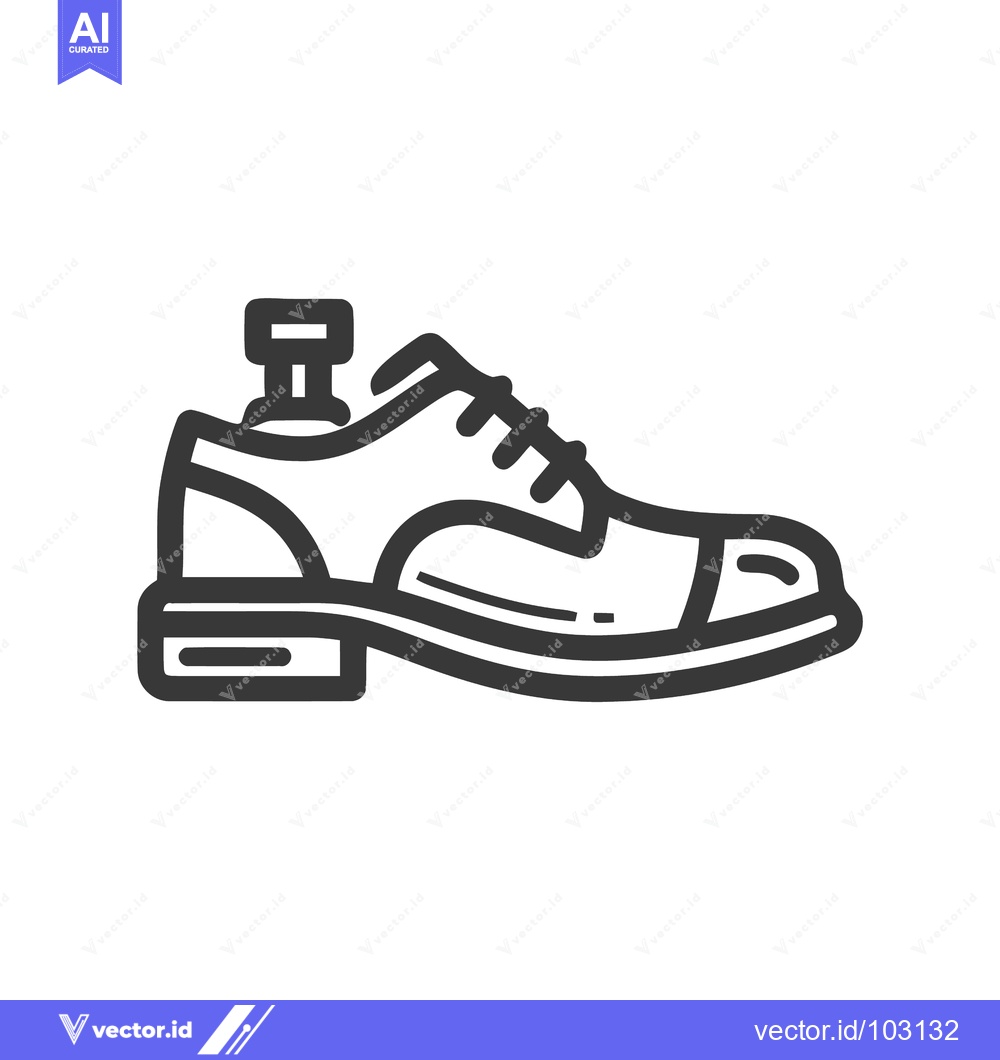 Premium Vector dari Classic Men's Dress Shoe with Shoe Tree Icon, Detailed Line Art for Fo