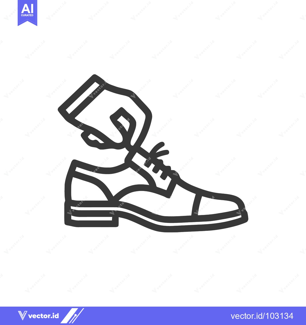 Premium Vector dari Minimalist Line Icon of Hand Tying Laces on Classic Men's Dress Shoe,
