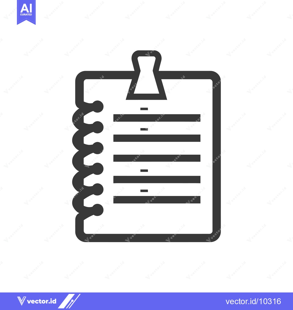 Premium Vector dari A Black and White Illustration of a Notebook with a Paperclip