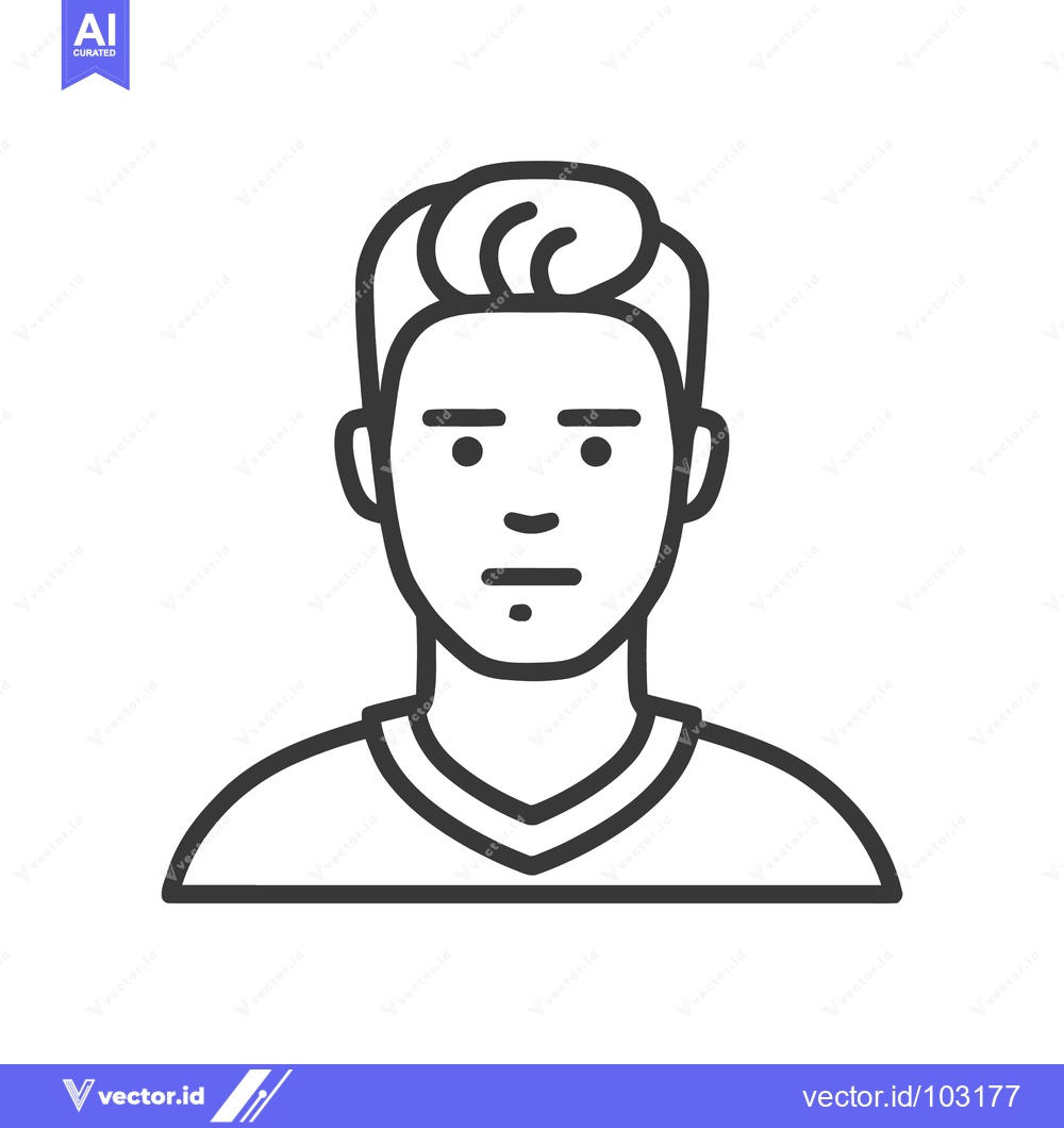 Premium Vector of Minimalist Line Art Icon of a Young Man's Head and Shoulders