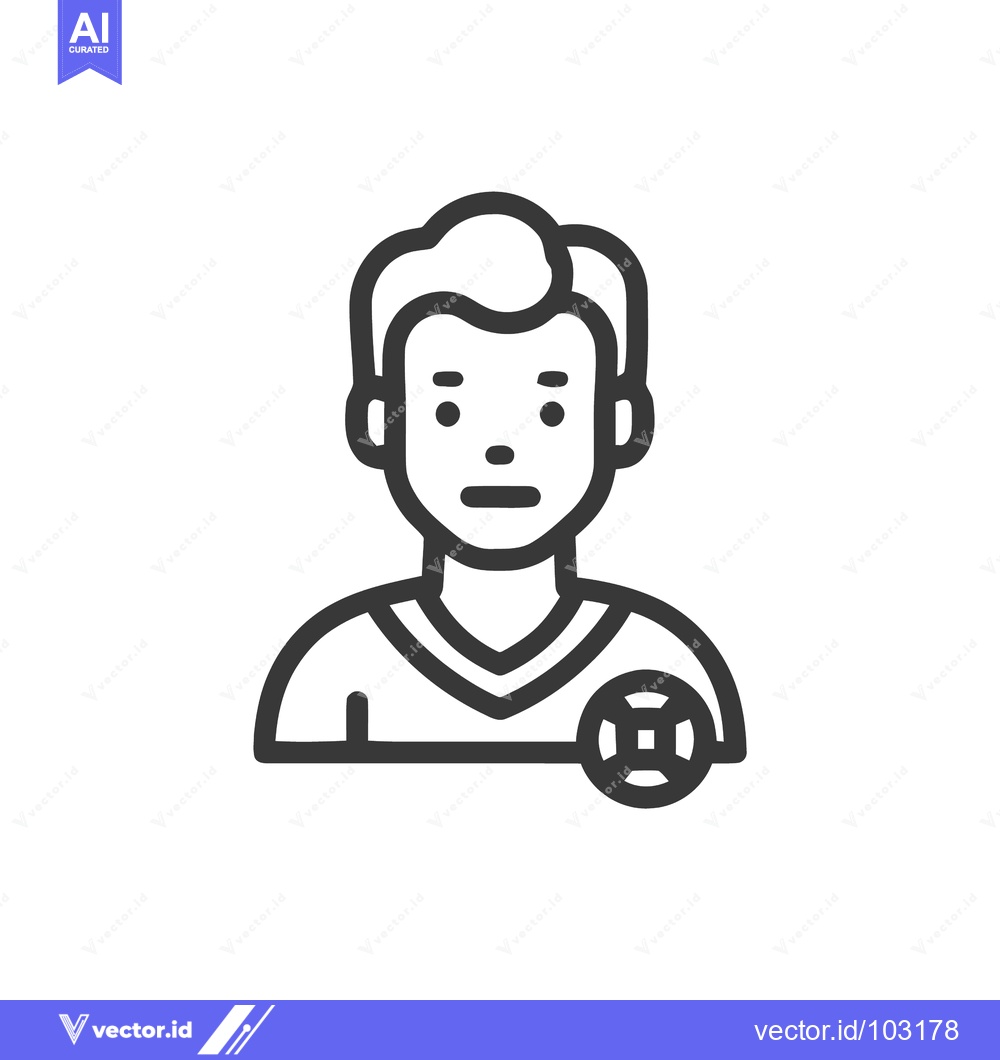 Premium Vector dari Minimalist Line Art Icon of Person as Soccer Player Avatar with Ball