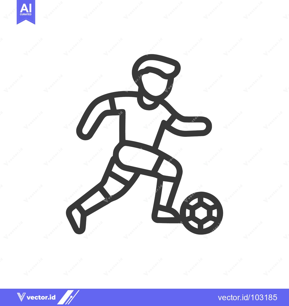 Premium Vector dari Dynamic Line Art Icon of a Soccer Player Dribbling the Ball, Minimalis