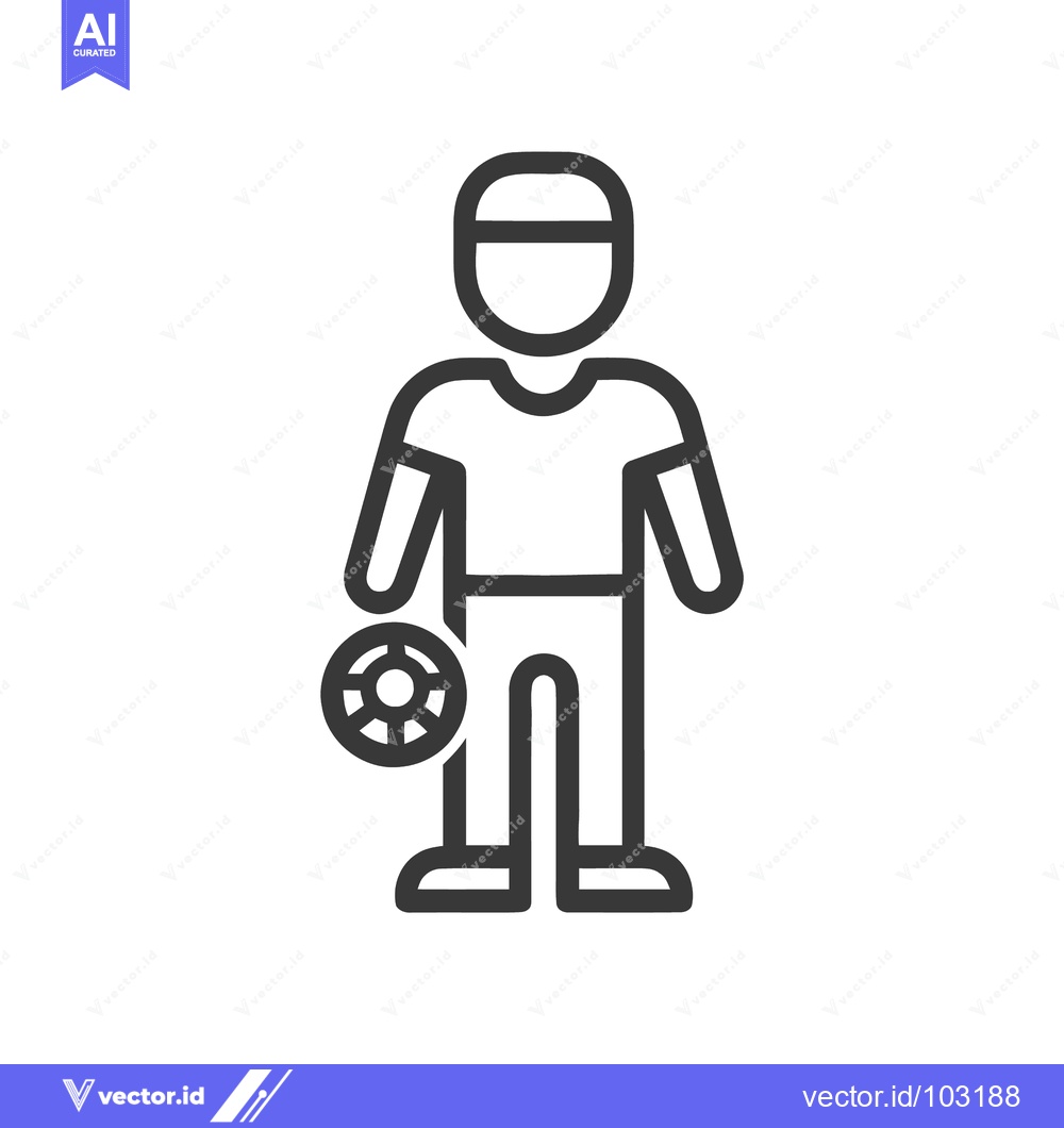 Premium Vector dari Minimalist Outline Icon of a Driver Holding a Steering Wheel, Represen