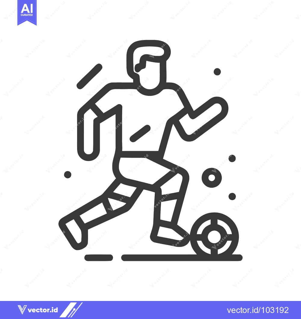 Premium Vector dari Dynamic Line Icon of Soccer Player Dribbling Ball, Minimalist Sports G