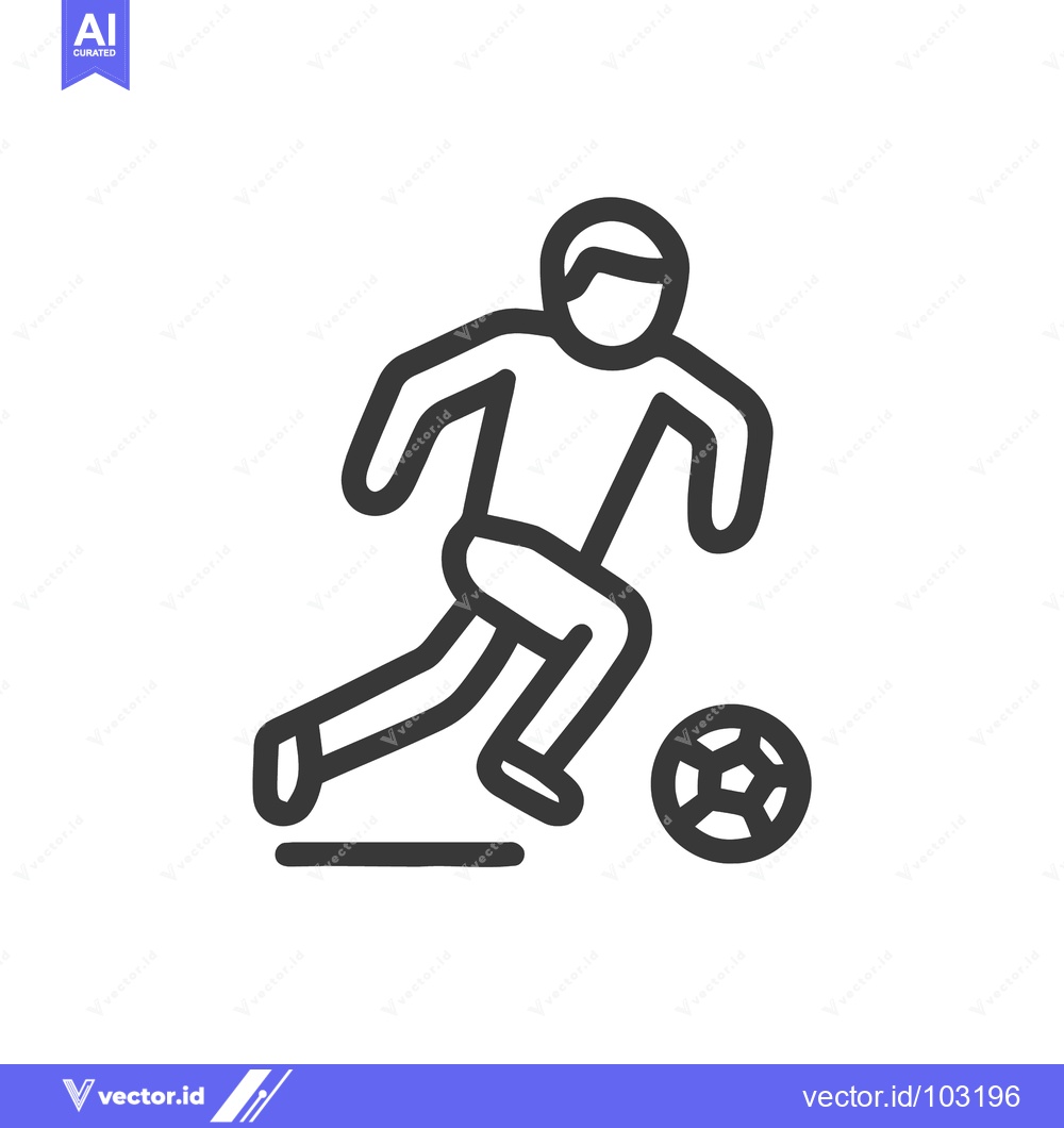 Premium Vector of Dynamic Grey Line Icon of Soccer Player Dribbling Football on White