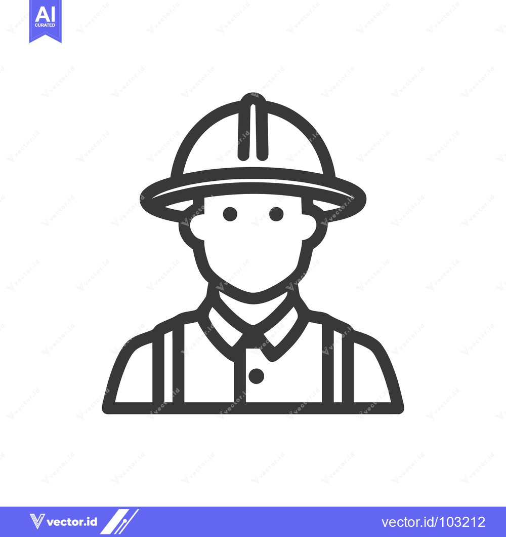 Premium Vector dari Minimalist Line Icon of Industrial Worker in Hard Hat, Professional Sa