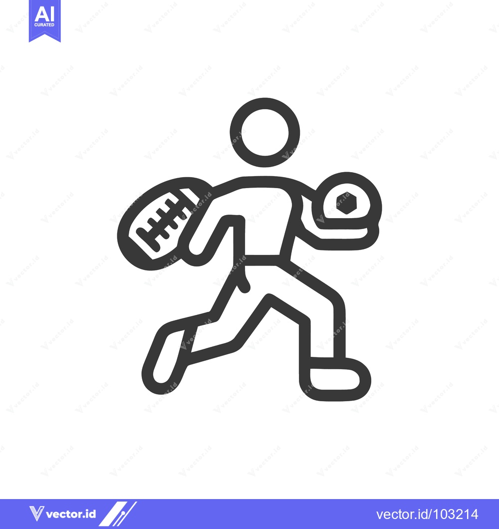 Premium Vector dari Minimalist Line Icon: Athlete with American Football and Soccer Ball,